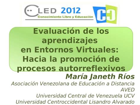 Ppt Eevaluaci N De Los Aprendizajes En Entornos Virtuales Hacia La