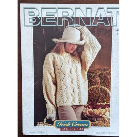 Bernat Irish Sweater Knitting Pattern Irish Cream Etsy