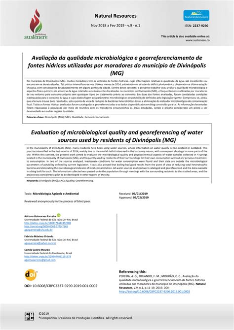 PDF Avaliação da qualidade microbiológica e georreferenciamento de