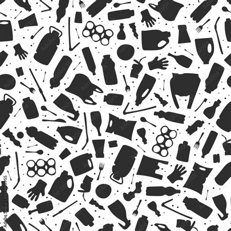 Plastic Waste Ocean Pollution Seamless Pattern Vector Illustration