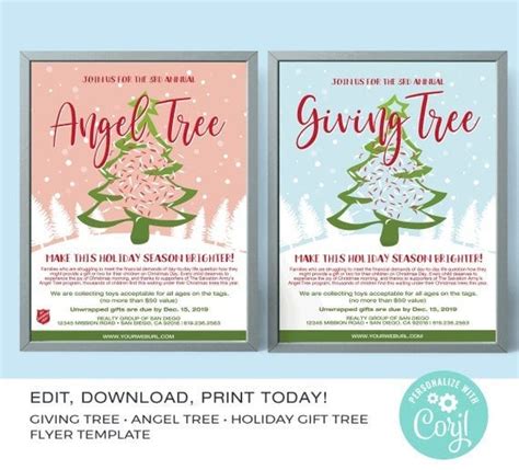 Giving Tree Angel Tree Flyer Template Editable Christmas Etsy