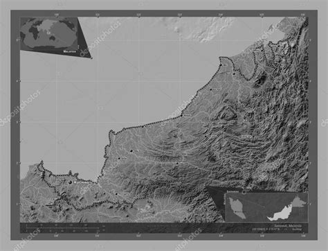 Sarawak Estado De Malasia Mapa De Elevaci N De Bilevel Con Lagos Y R