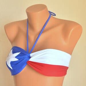 Texas Flag Padded Twisted Bandeau Bikini Top Swimwear Etsy