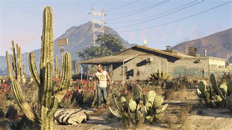 Vibrant Cactus Landscape In Gta V 4k Ultra Hd Wallpaper