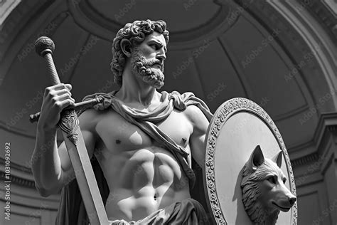 Decorative Statues Of Muscular Torso Greek Strong Ares Wearing Helmet Naked Roman Mars With