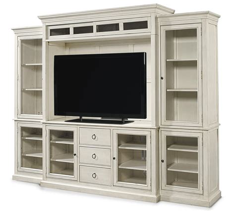 Country-Chic Maple Wood White TV Entertainment Wall Unit | Zin Home