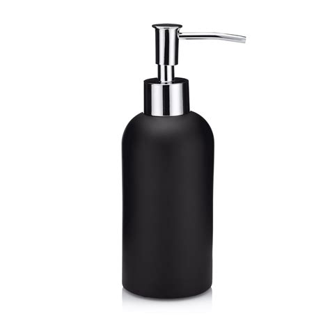 Essentra Home Matte Black Soap Dispenser With Chrome Pump For Bathroom