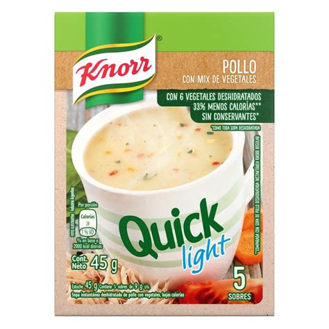 Sopa InstantÁnea Knorr Quick Pollo Light 5 Sobres 45 Gr Disco