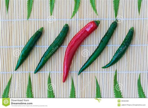 Red And Green Chilli Pepper On Wood Background Stock Photo Image Of