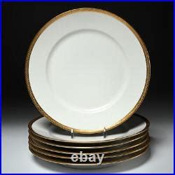 Theodore Haviland Limoges White Gold Encrusted Band Dinner Plates