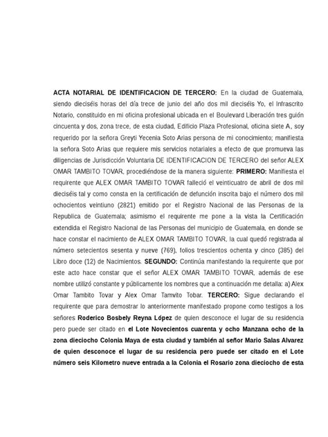 PDF Acta Notarial De Identificacion De Tercero DOKUMEN TIPS