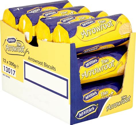 McVitie S Thin Arrowroot Biscuit 200 G Pack Of 12 Amazon Co Uk Grocery