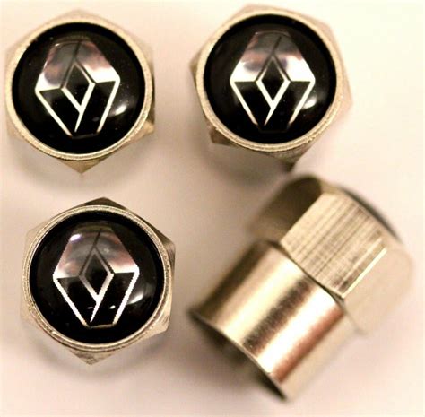 Renault Black Tire Valve Caps Plus Free Extra Cap Tire Valve Caps