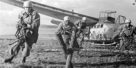 German Fallschirmjäger Paratroopers land in a DFS 230 Glider near the