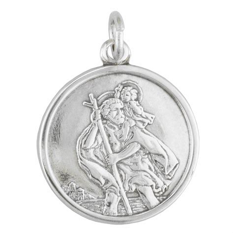 9ct White Gold St Christopher Necklace 16 5mm