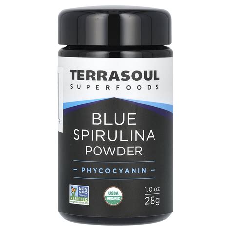 Terrasoul Superfoods Blue Spirulina Powder Phycocyanin 1 Oz 28 G