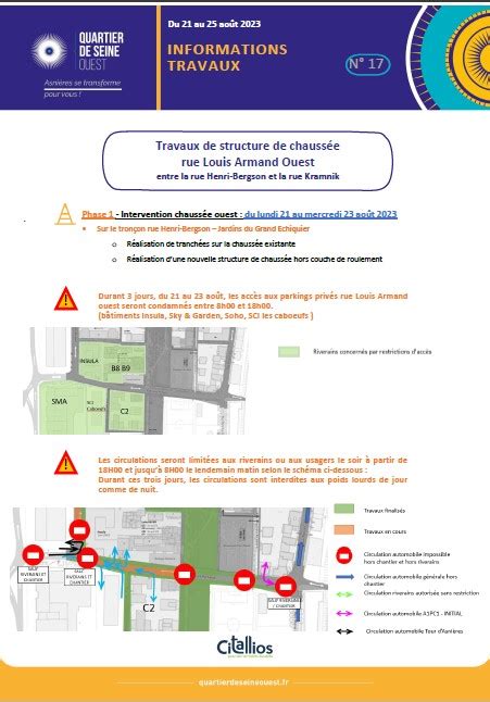 Travaux rue Louis Armand été 2023 Quartier de Seine Ouest