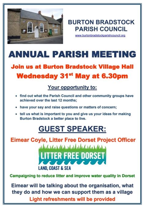 Annual Parish Meeting Wednesday 31st May 2023 Burton Bradstock Parish Council