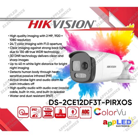 Hikvision DS 2CE12DF3T PIRXOS 2MP ColorVu PIR With Built In Siren