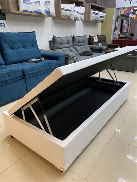 Cama Box Baú Solteiro 0 88 x 1 88 Blindada Diversas Cores Colchões e