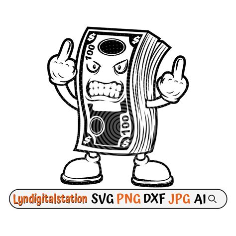 Money Fuck You Svg Money Bundle Clipart Middle Finger Cut File Dollar Stencil Money