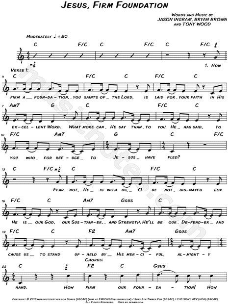 Steven Curtis Chapman Jesus Firm Foundation Sheet Music Leadsheet