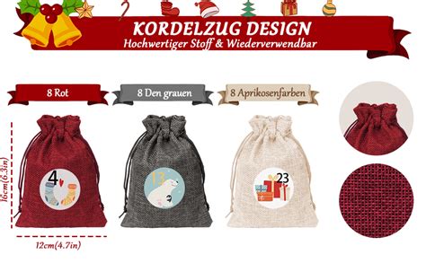 Kiaitre Adventskalender Zum Bef Llen Stoff Weihnachtskalender