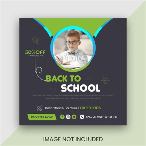 Zurück zur Schule Social Media Instagram Banner Design Premium Vektor