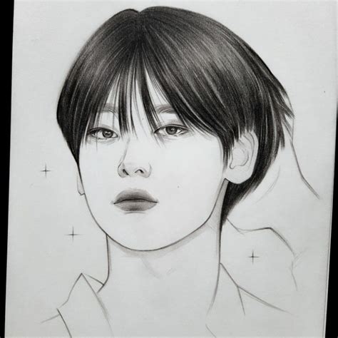 A Pencil Drawing Of A Person With Short Hair