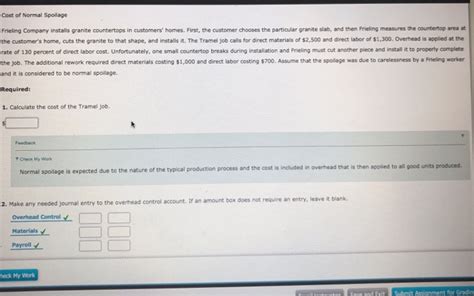 Solved Cost Of Normal Spoilage Frieling Company Installs Chegg