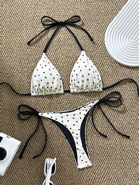 Swim Mod 2025 New Women Random Print Triangle Bikini Set Sexy Summer Beach Resort Casual