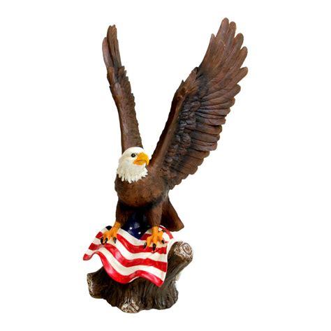 Exhart Eagle On Usa Flag Statue Rs The Home Depot