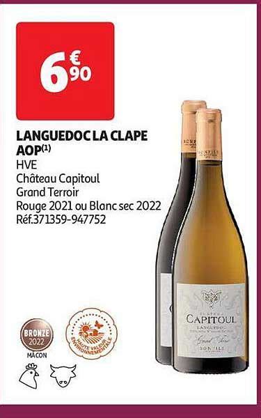 Promo Languedoc La Clape Aop Hve Ch Teau Capitoul Grand Terroir Rouge