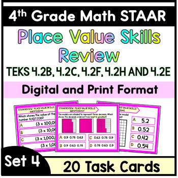 Th Grade Math Staar Review Place Value Skills Task Cards Tpt