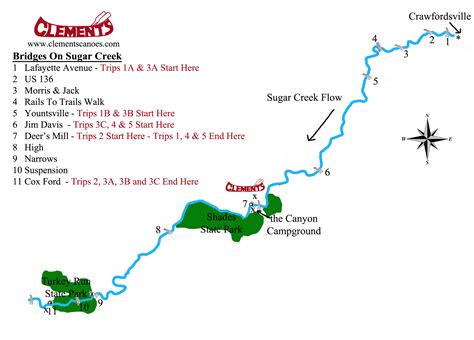 Canoe Kayak And Tube Trip Points On Map