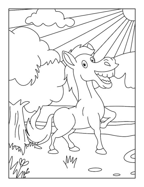 Coloriages De Chevaux Imprimer Pour Les Enfants Vecteur Premium