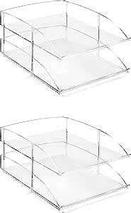 OSCO Clear Acrylic Double Letter Tray 2 Pack 4 Trays Risers