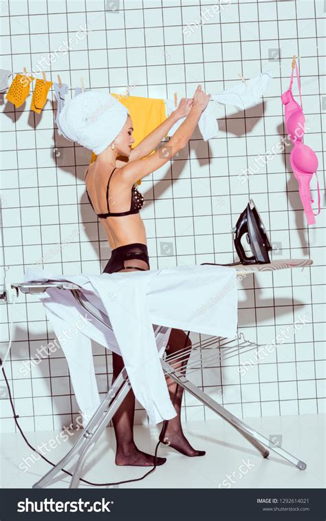 Beautiful Housewife Towel Lingerie Hanging Clothes Stock Photo Shutterstock