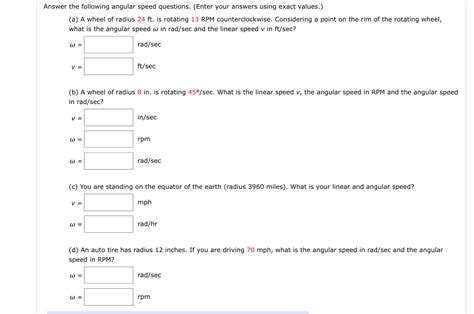 Solved Answer The Following Angular Speed Questions Enter