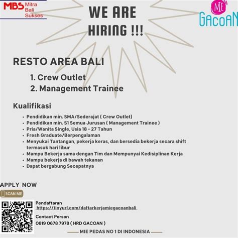 Lowongan Kerja Sebagai Crew Outlet Management Trainee Untuk Pt Mitra