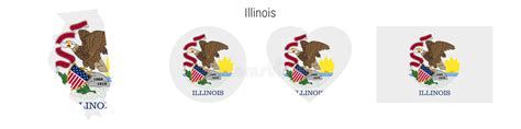 Illinois Flag In Different Shapes Icon Set Flat Vector Illustration