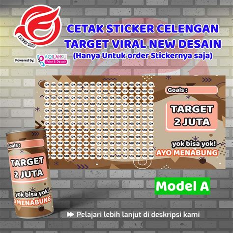 Jual New Model Cetak Sticker Celengan Target Tabungan Khusus Order