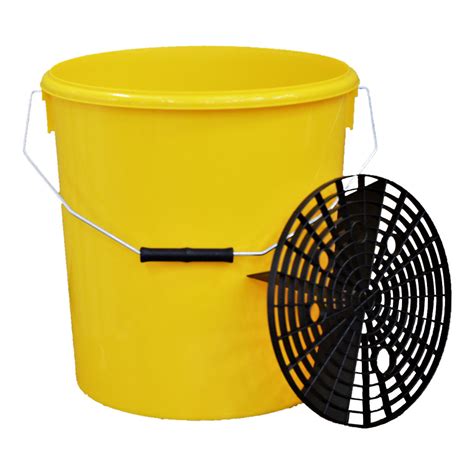 16l Standard Yellow Car Detailing Bucket With Grit Shield Hando Plastics