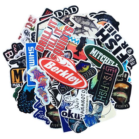 Vinyl Bass Fishing Stickers 50 Pcs Pack Blue Stickers Fly Fishing ...