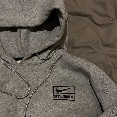 Nike X Stussy Heather Grey Tracksuit Hoodie Depop