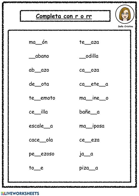 Ortograf A R Y Rr Ficha Interactiva Y Descargable Puedes