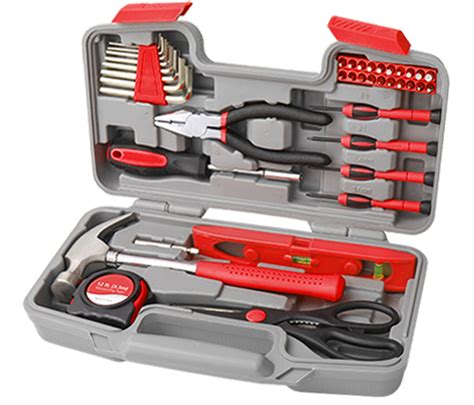 39pc Red Home Diy Hand Tool Kit Set Including Precision Screwdrivers