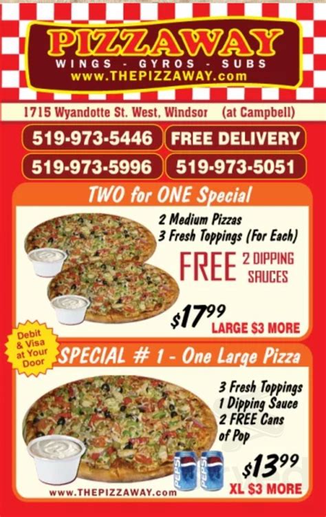 Pizzaway Menu In Windsor Ontario Canada