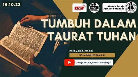 Ibadah Minggu Gereja Toraja Jemaat Surabaya 16 Oktober 2022 Youtube