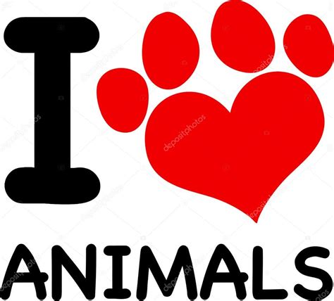 I Love Animals With Paw — Stock Vector © HitToon #61073131